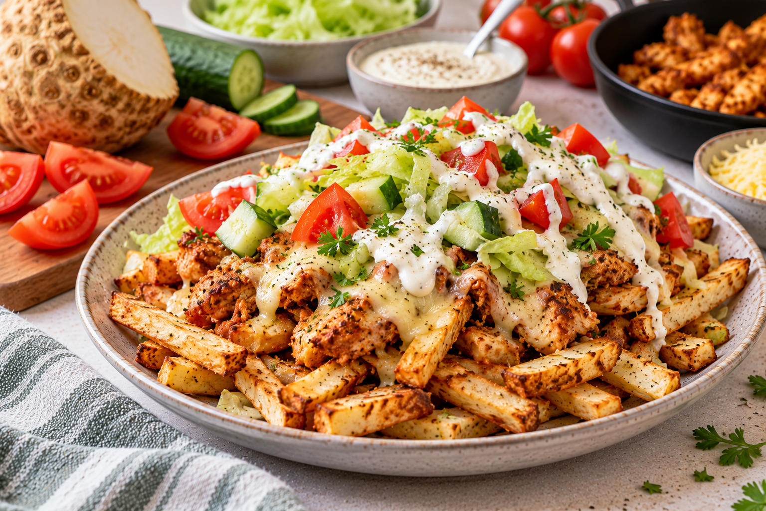 Kapsalon met friet van knolselderij 🍟